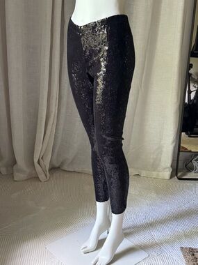 Pierre Balmain Black Sequin Slim Leg Pants